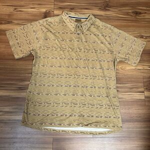 Big Sky Outfitters Polo Shirt XL Tan Brown Pattern Short Sleeve Casual Men’s